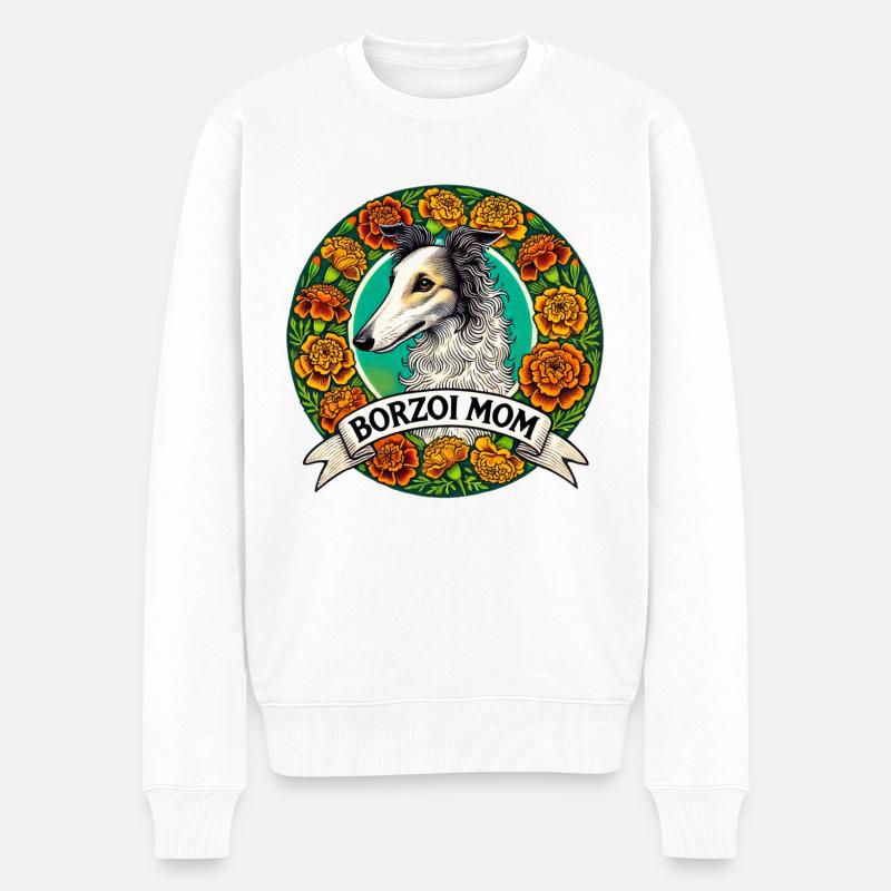 Barsoi Mama - Männer Premium Bio Pullover - Weiß