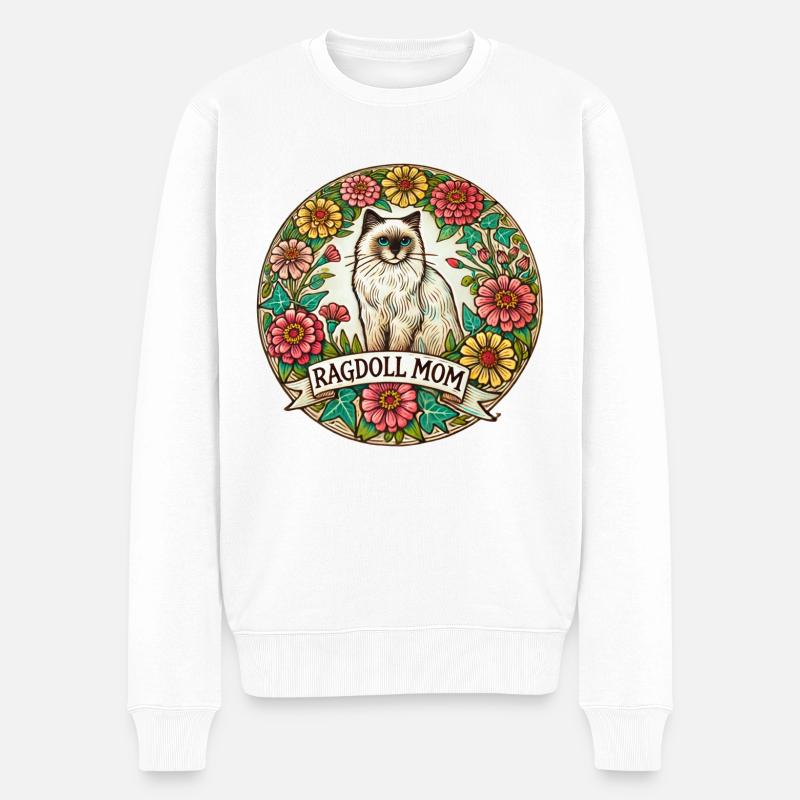 Ragdoll Mama - Männer Premium Bio Pullover - Weiß