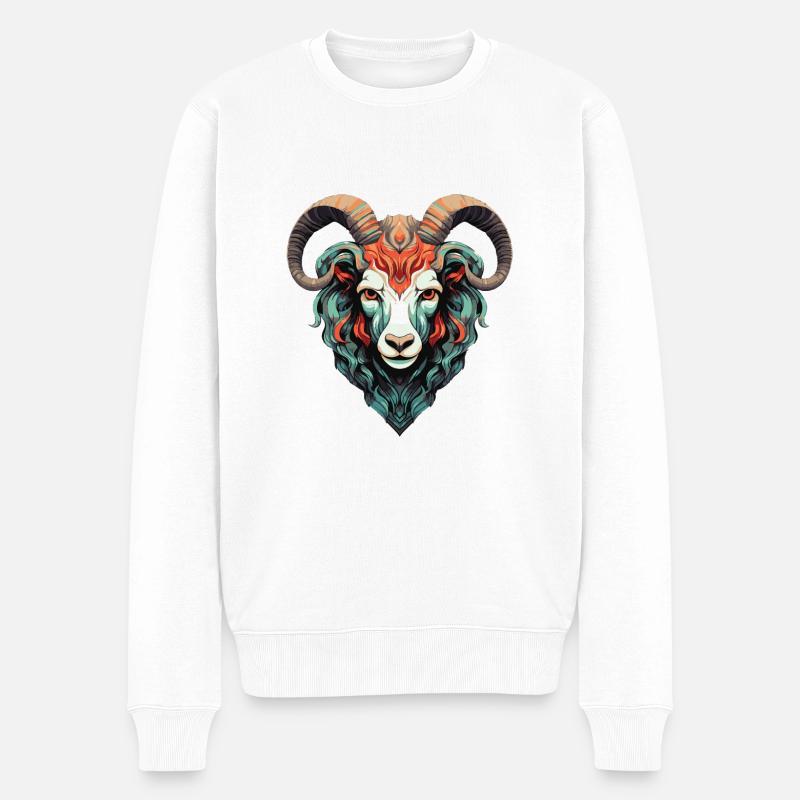 Widder Tier - Männer Premium Bio Pullover - Weiß