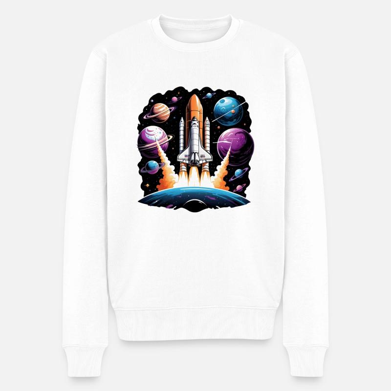 Rocket Astronaut Space Gift SpaceShuttle - Men's Premium Organic Jumper - white