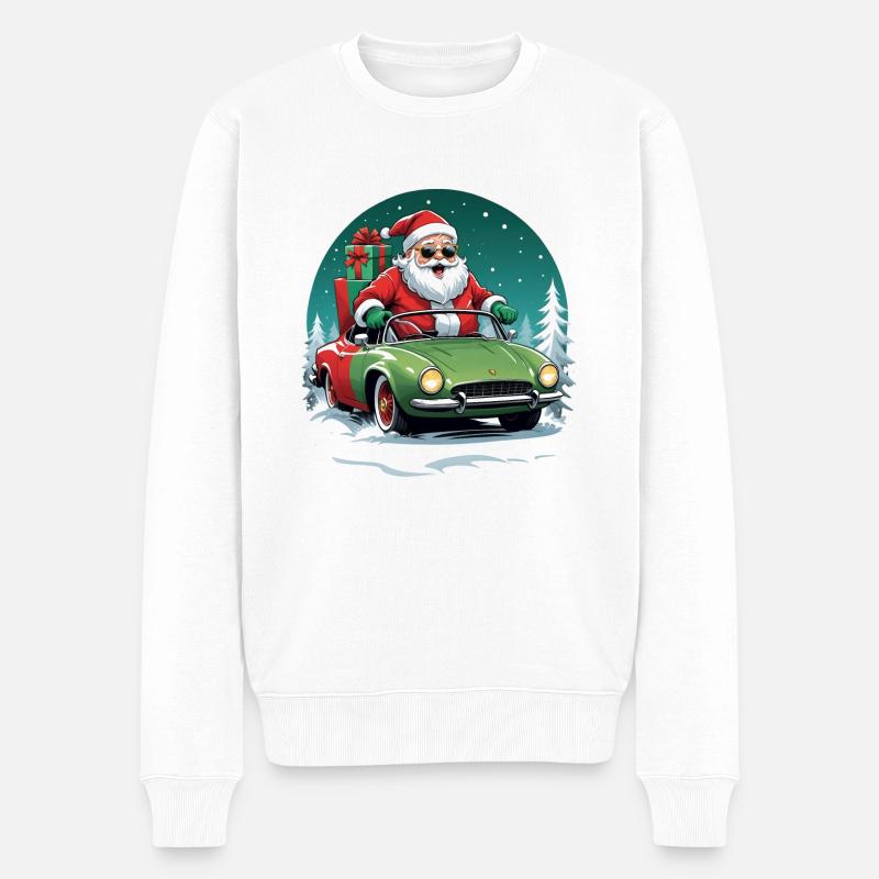 Weihnachtsmann Xmas Geschenke Weihnachten Auto - Männer Premium Bio Pullover - Weiß