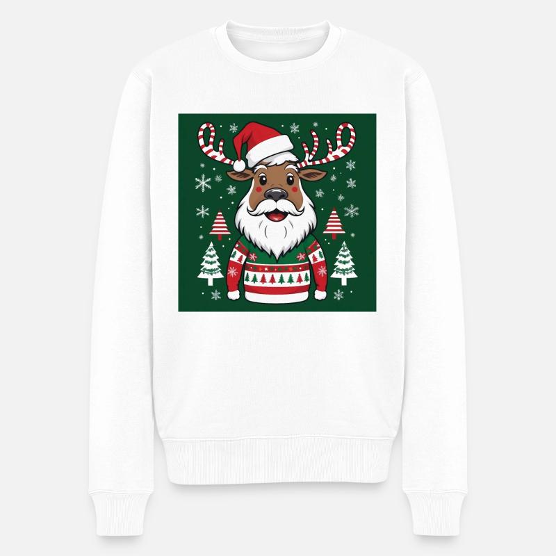 Rudolph Noël Cadeaux Noël - Pull Premium bio Homme - blanc