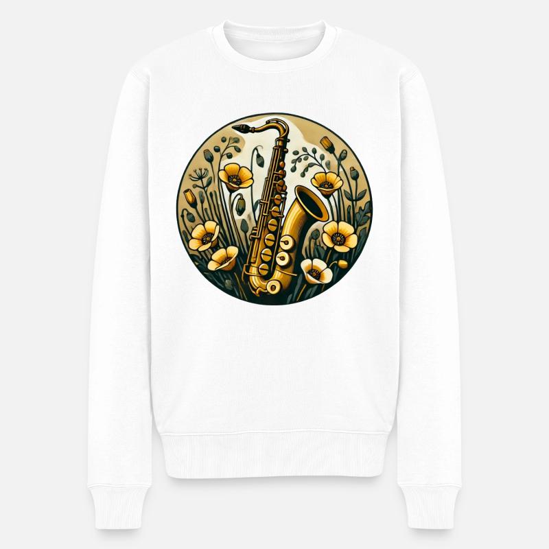 Saxophon - Männer Premium Bio Pullover - Weiß