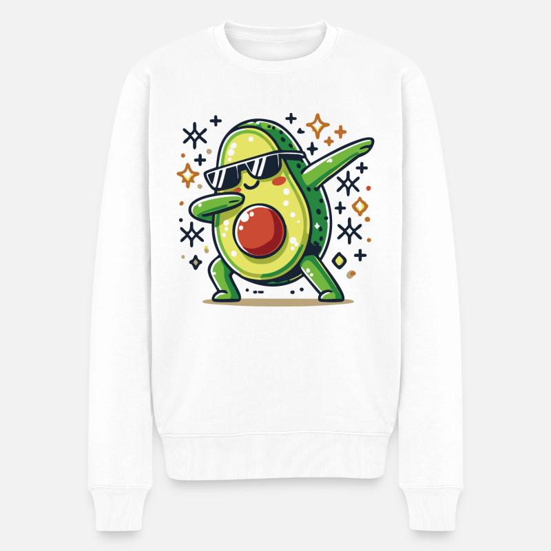 Dabbende Avocado - Männer Premium Bio Pullover - Weiß