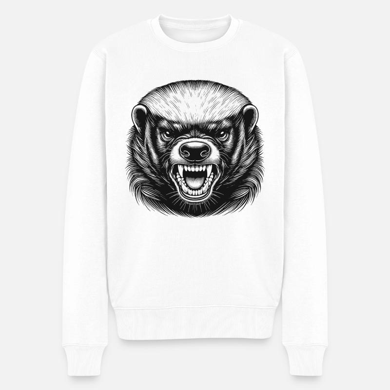 Honigdachs - Männer Premium Bio Pullover - Weiß