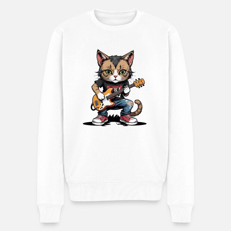 Cat Rocker Cat HardRock Gift - Pull Premium bio Homme - blanc