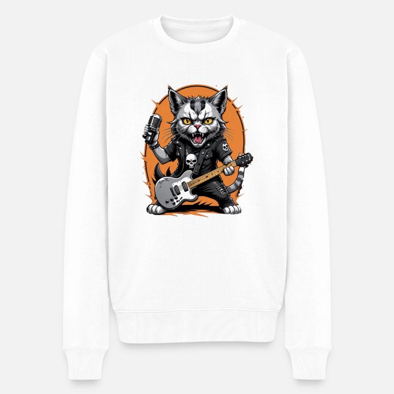 Cat Rocker Cat HardRock Gift - Pull Premium bio Homme - blanc