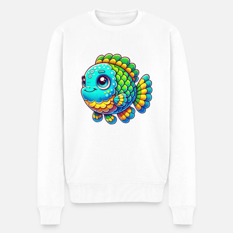 Bande dessinée de poisson - Pull Premium bio Homme - blanc