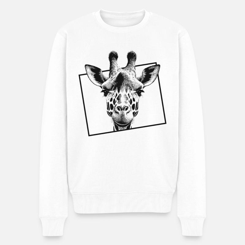 Giraffe - Männer Premium Bio Pullover - Weiß