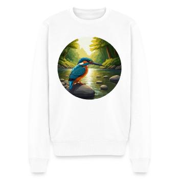 Kingfisher sits by stream - Men's Premium Organic Jumper - white - Front - Thijin (182cm)