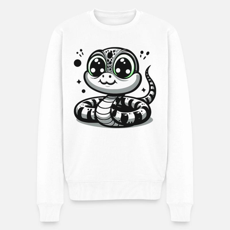 Serpent N&B - Pull Premium bio Homme - blanc