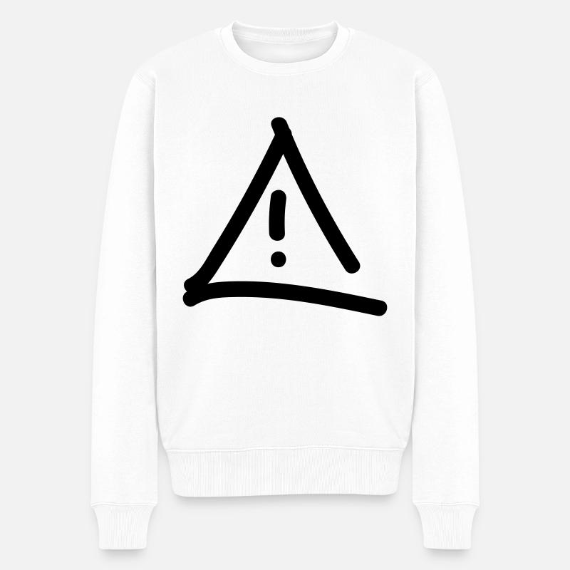 Vorsicht Achtung - Männer Premium Bio Pullover - Weiß