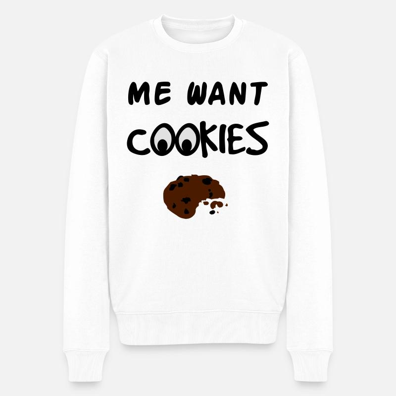 Me Want Cookies - Männer Premium Bio Pullover - Weiß