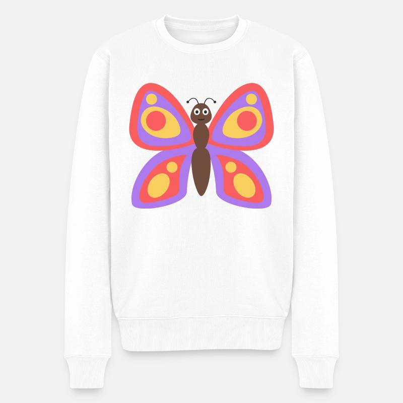 Schmetterling - Männer Premium Bio Pullover - Weiß