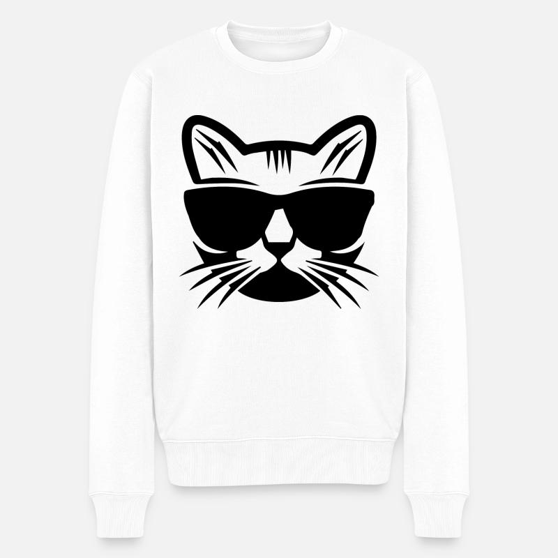 Cat, Katze, Animal, pet, Haustier - Männer Premium Bio Pullover - Weiß
