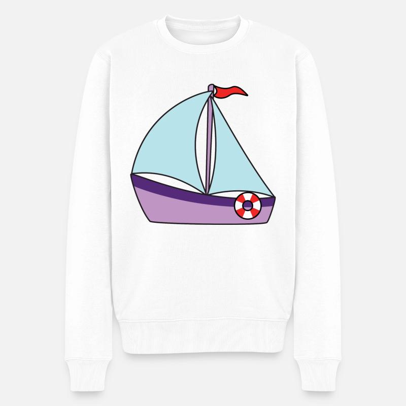 Segelboot - Männer Premium Bio Pullover - Weiß