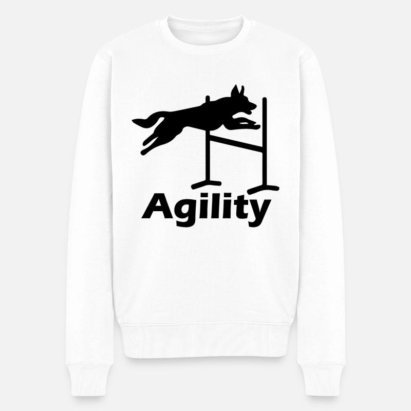 Hund Dog Agility - Männer Premium Bio Pullover - Weiß