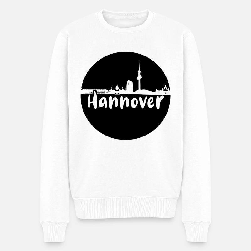 skyline, hannover,stadt,kreis, scherenschnitt - Männer Premium Bio Pullover - Weiß