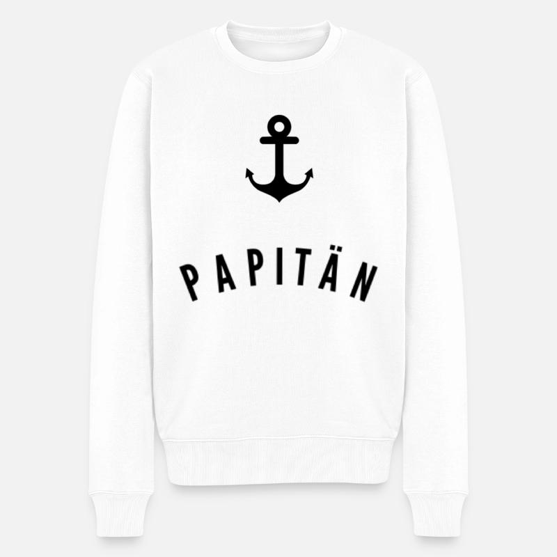 Papitän - Männer Premium Bio Pullover - Weiß