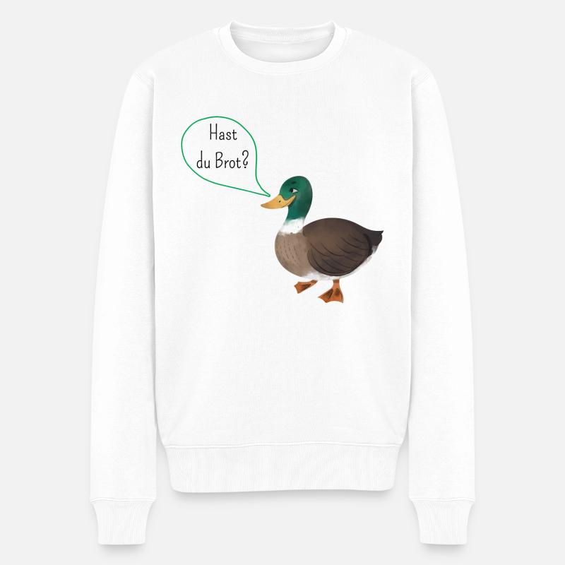 Ente "Hast du Brot?" - Männer Premium Bio Pullover - Weiß