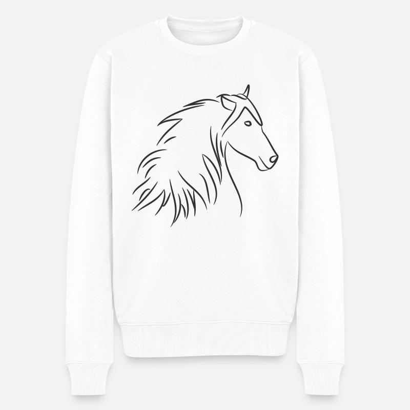 Pferd - Männer Premium Bio Pullover - Weiß