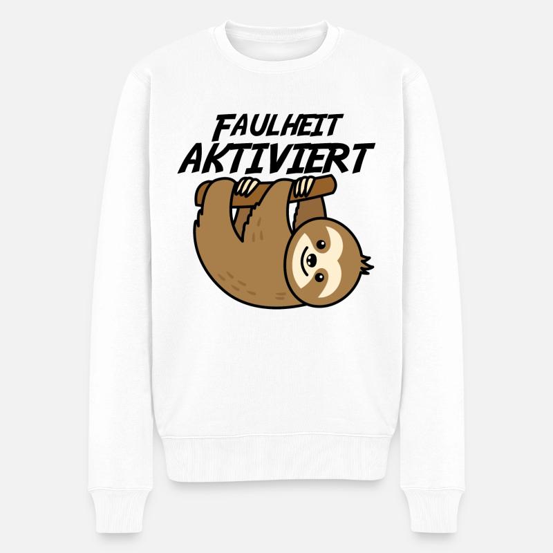 Faulheit aktiviert - Männer Premium Bio Pullover - Weiß