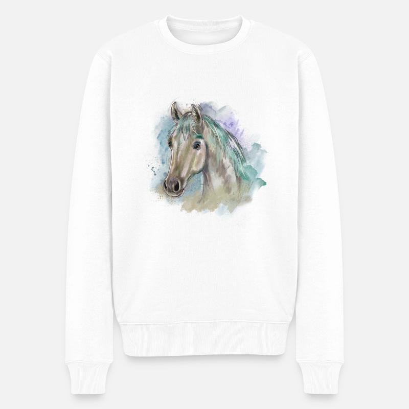 horse - Männer Premium Bio Pullover - Weiß