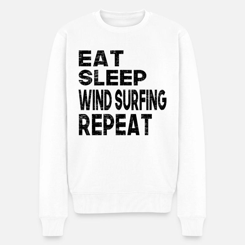 Eat Sleep Wind Surfing Repeat - Männer Premium Bio Pullover - Weiß