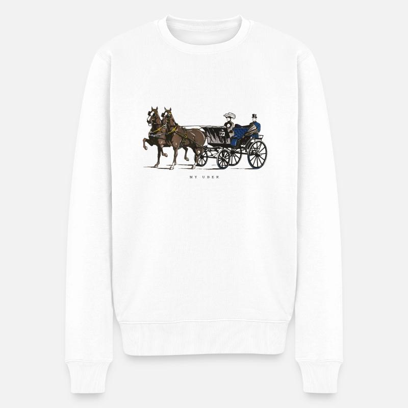 Le cheval comme mon Uber - Pull Premium bio Homme - blanc