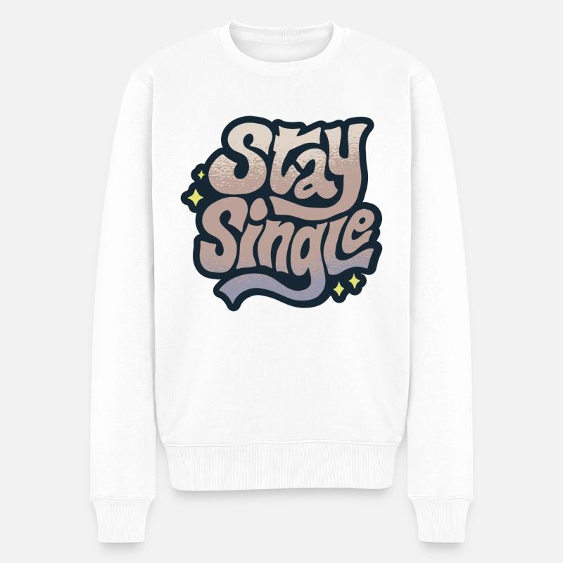 Single Allein - Männer Premium Bio Pullover - Weiß
