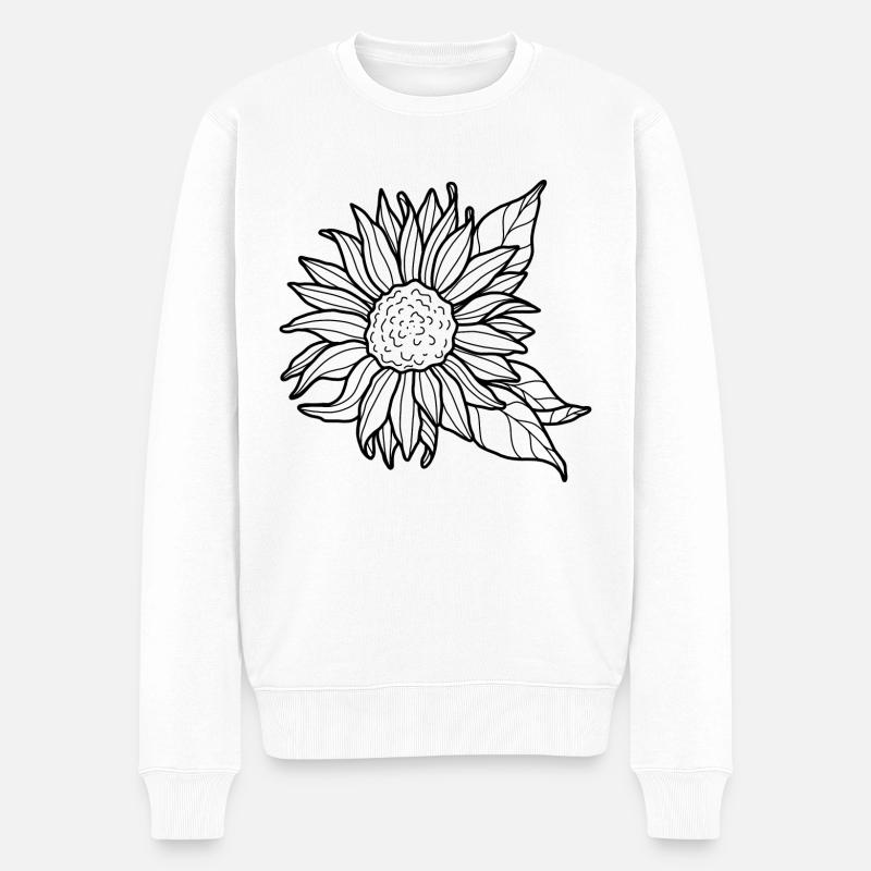 Blume Sonnenblume - Männer Premium Bio Pullover - Weiß
