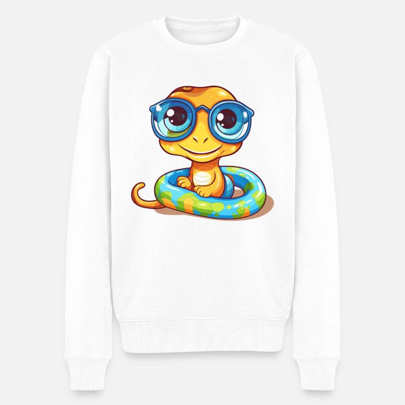 Stylishe Brille für trendbewusste Tierliebhaber - Männer Premium Bio Pullover - Weiß