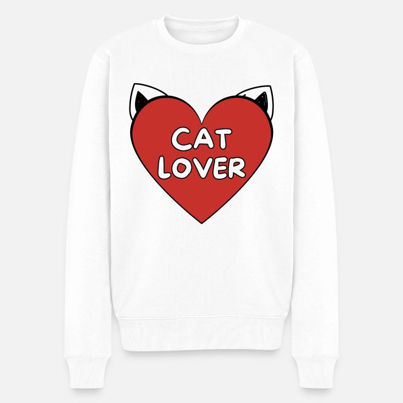 Katzenliebhaber - Männer Premium Bio Pullover - Weiß