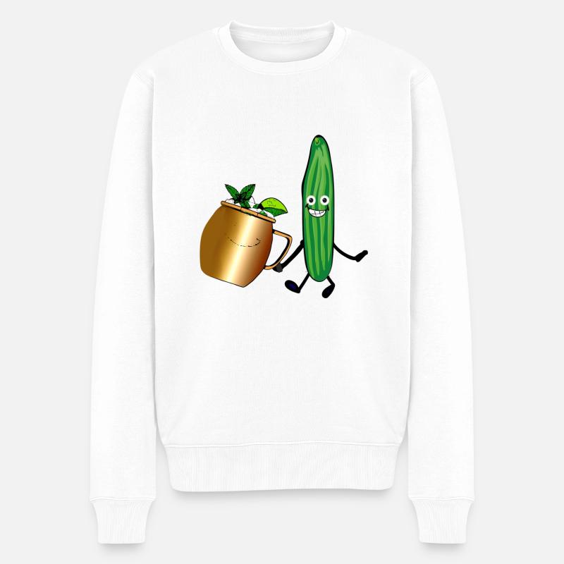 moskow mule,cocktail,gurke,party,comic - Männer Premium Bio Pullover - Weiß