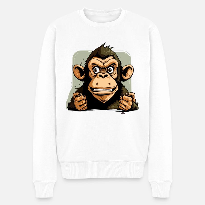 Basile le chimpanzé - Pull Premium bio Homme - blanc