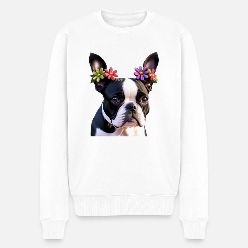 Französischer Bulldoggenhund - Männer Premium Bio Pullover - Weiß