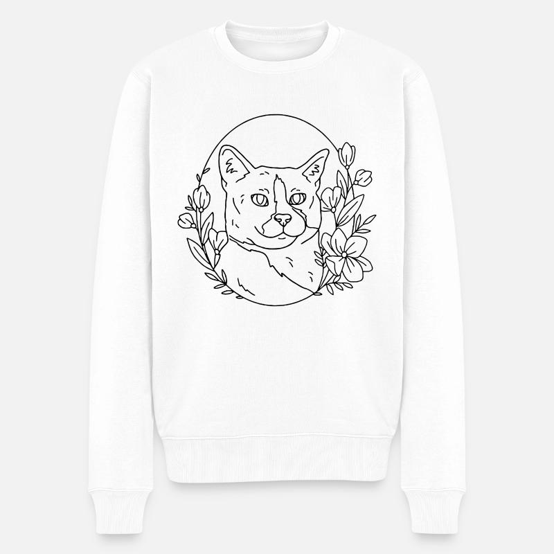 chat - Pull Premium bio Homme - blanc