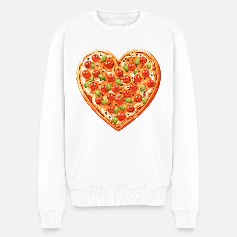 Love Pizza - Ich Liebe Pizza - Männer Premium Bio Pullover - Weiß