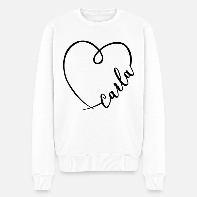 Carla Nom Calligraphie Coeur - Pull Premium bio Homme - blanc