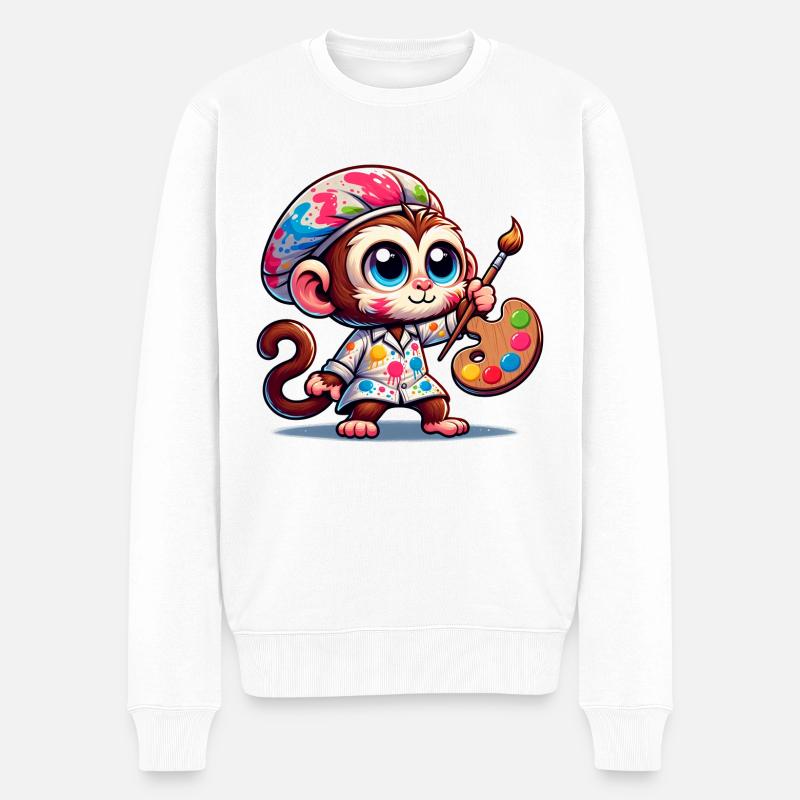 Artiste de singe mignon - Pull Premium bio Homme - blanc