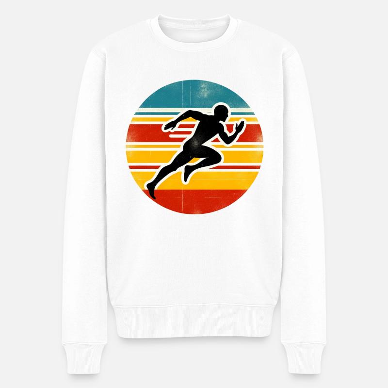 Sprinter - Track And Field - Männer Premium Bio Pullover - Weiß