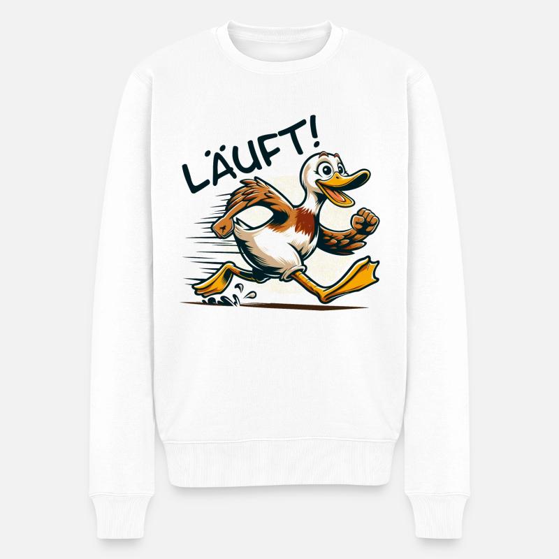 Flotte Laufente - Männer Premium Bio Pullover - Weiß