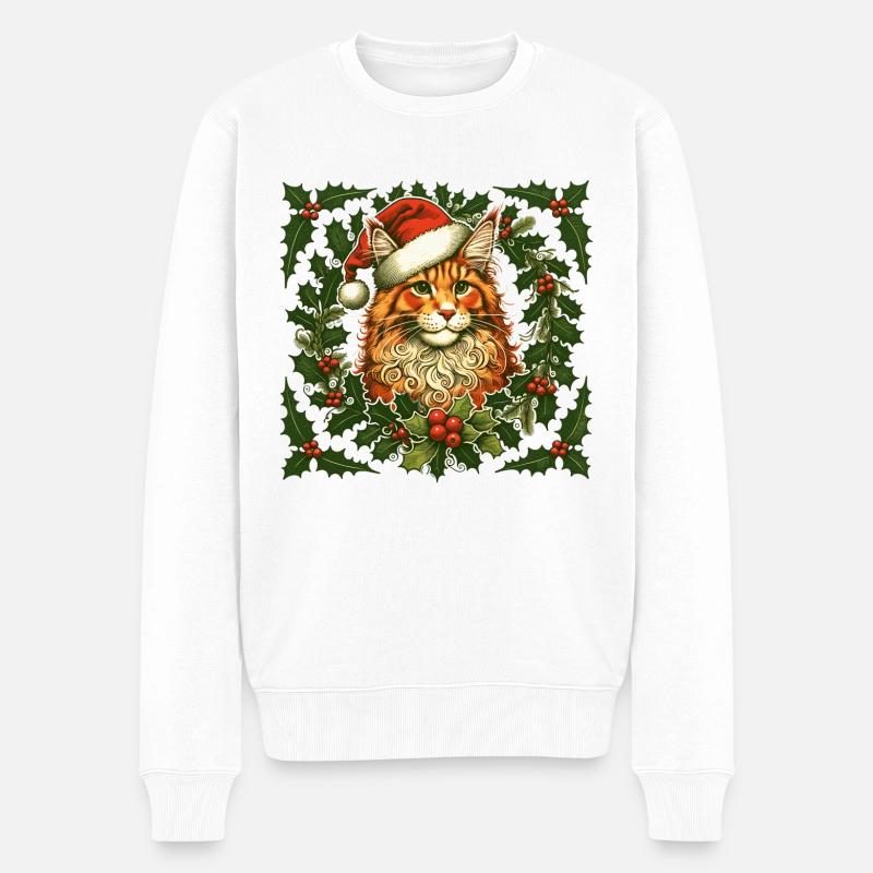 Noël Chat Roux - Pull Premium bio Homme - blanc
