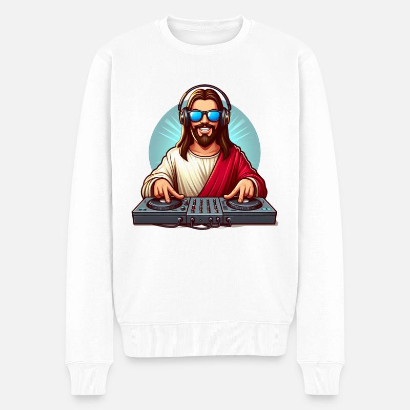 DJ Jesus - Männer Premium Bio Pullover - Weiß