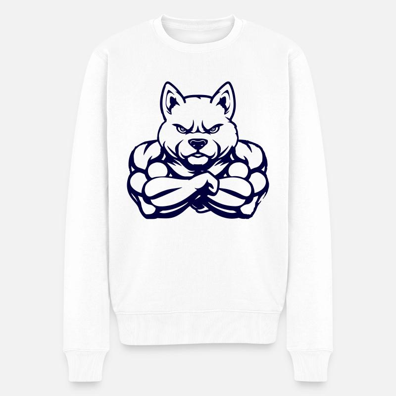 Chien Comic Fit - Pull Premium bio Homme - blanc