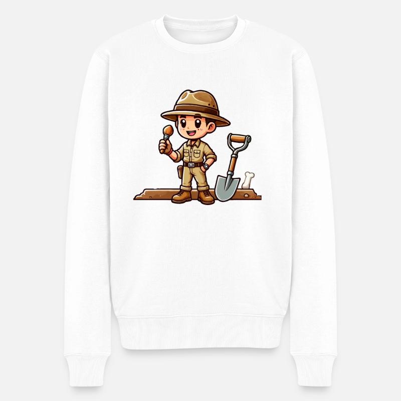 archäologe comic - Männer Premium Bio Pullover - Weiß