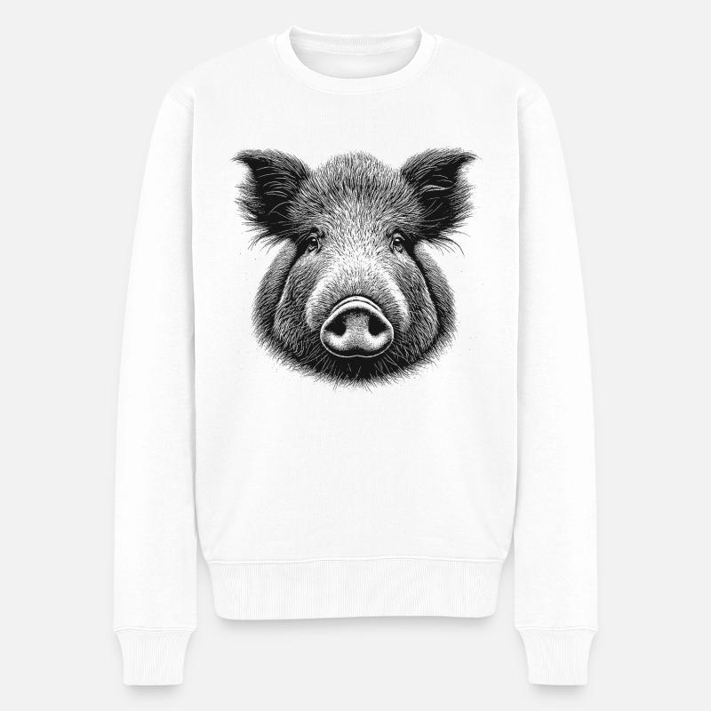 Wildschwein - Männer Premium Bio Pullover - Weiß