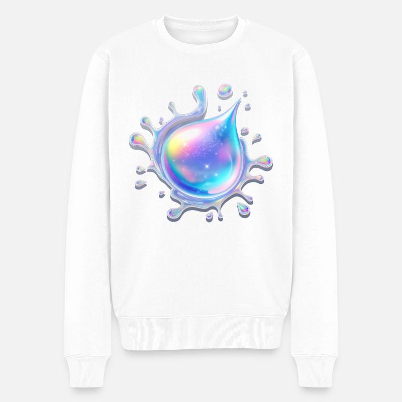 Goutte holographique 💧 - Pull Premium bio Homme - blanc