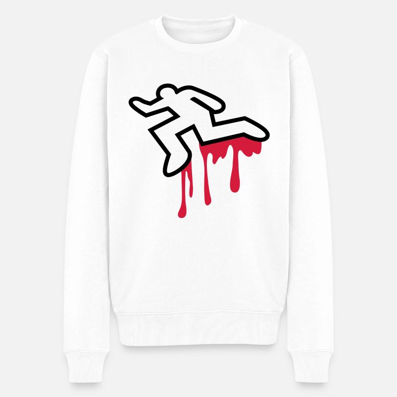 Mord Mord Leichenbeschauer Leiche umreißen - Männer Premium Bio Pullover - Weiß