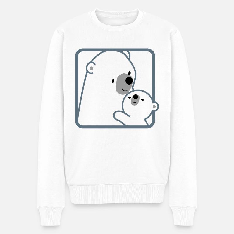 Mutter Eisbär und Kind - Cheerful Madness!! - Männer Premium Bio Pullover - Weiß